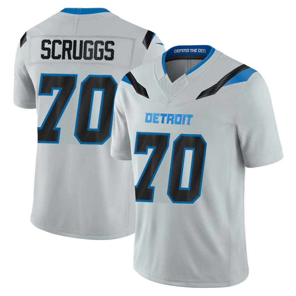 D.Lions #70 Juice Scruggs Player Silver Limited 2026 Rivalries Collection Home Game Jdoa Stitched Jerseys