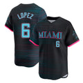 M.Marlins #6 Otto Lopez Player Black City Connect Home Limited Jdoa Stitched Jerseys