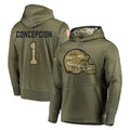 C.Browns #1 KC Concepcion Player Olive Salute to Service Pullover Hoodies Home Game Jdoa Stitched Jerseys