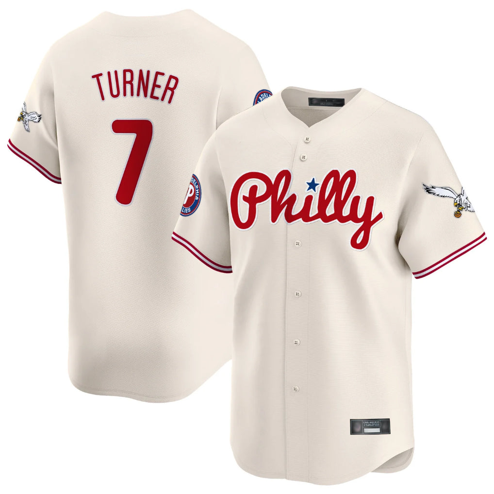 P.Phillies #7 Trea Turner Player Cream Phillies & Eagles Vapor Premier Limited Jdoa Stitched Jerseys