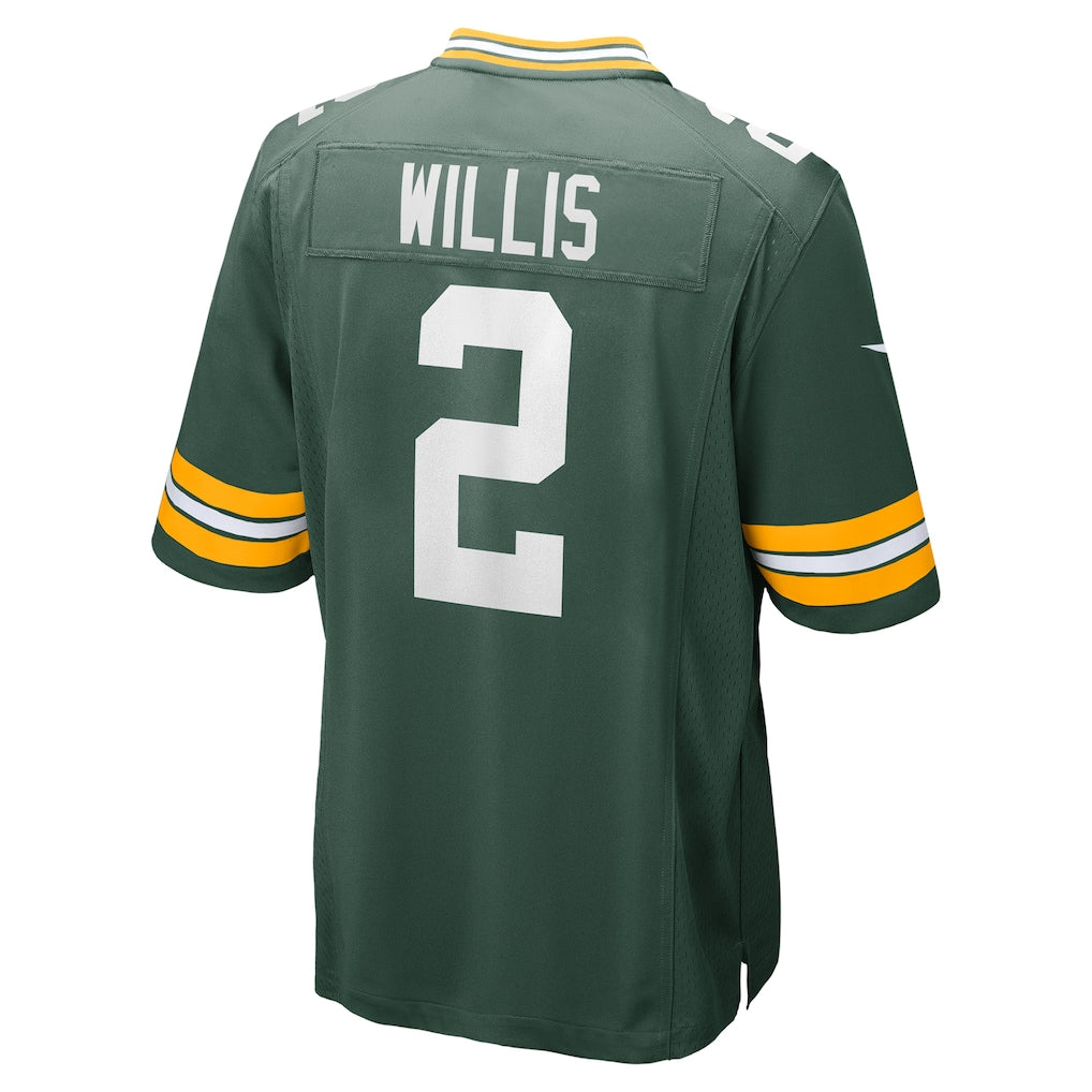 Jdoa GB.Packers #2 Malik Willis Green Game Jersey