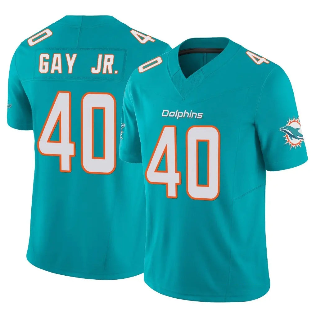 M.Dolphins #40 Willie Gay Jr. Player Aqua Limited Vapor F.U.S.E. Home Game Jdoa Stitched Jerseys