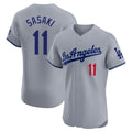 LA.Dodgers #11 Roki Sasaki Player Gray Limited Elite Home Jdoa Stitched Jerseys