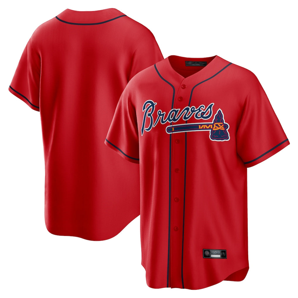 A.Braves ## Braves Blank Player Red Home Game Jdoa Stitched Jerseys