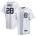 D.Tigers #28 Javier B¨¢ez Player White Home Game Jdoa Stitched Jerseys