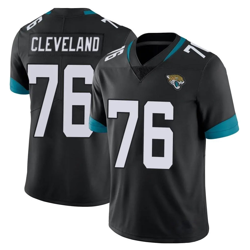 J.Jaguars #76 Ezra Cleveland Player Black Vapor Untouchable Limited Home Game Jdoa Stitched Jerseys