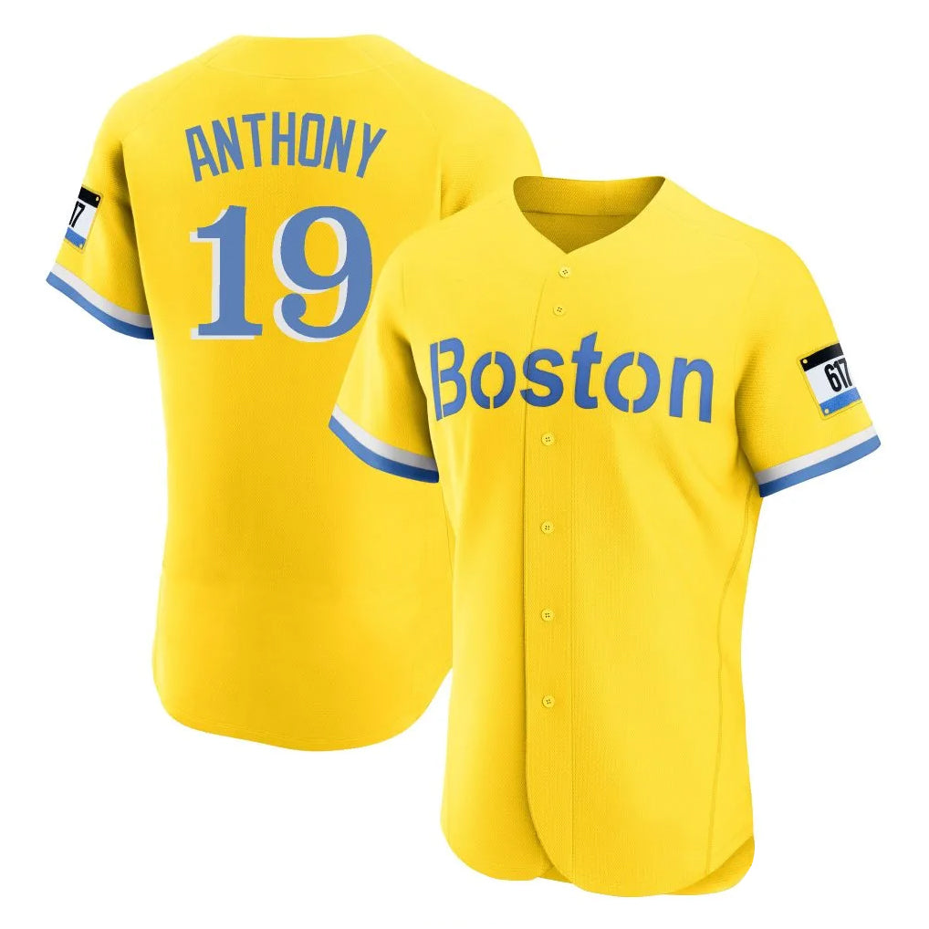 B.Red Sox #19 Roman Anthony Player Yellow Limited Elite Home Game Jdoa Stitched Jerseys
