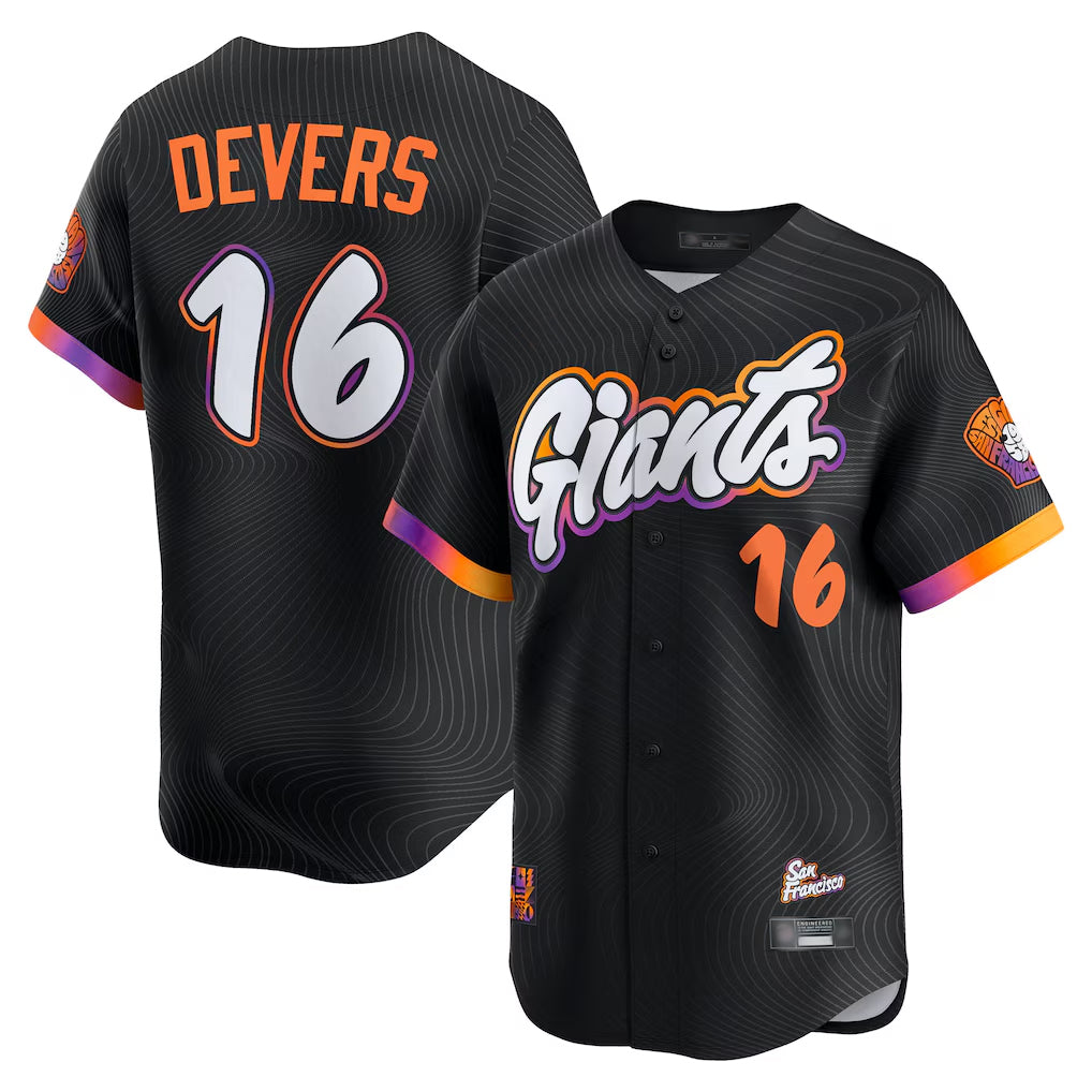 SF.Giants #16 Rafael Devers Player Black 2025 City Connect Home Limited Jdoa Stitched Jerseys