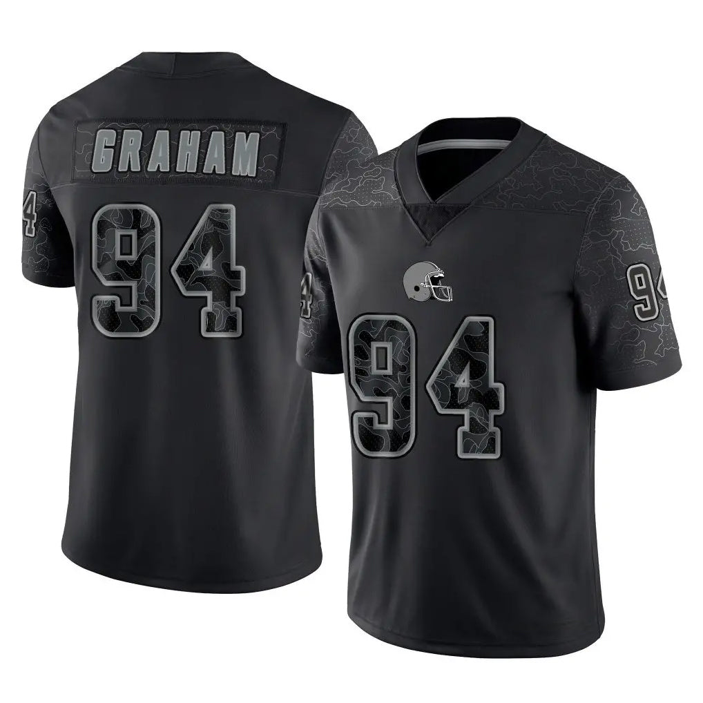 C.Browns #94 Mason Graham Player Black Reflective Home Game Jdoa Stitched Jerseys