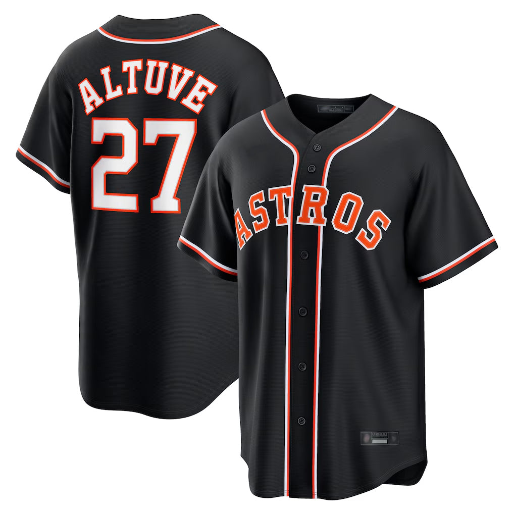 H.Astros #27 Jose Altuve Player Black Fashion Out Home Game Jdoa Stitched Jerseys