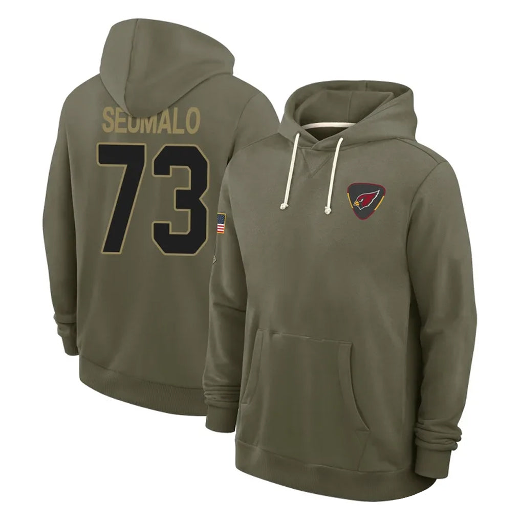 A.Cardinals #73 Isaac Seumalo Player Olive Salute to Service Pullover Hoodies Limited Jdoa Stitched Jerseys