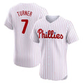 P.Phillies #7 Trea Turner Player White Pinstripe Phillies & Eagles Vapor Premier Limited Elite Jdoa Stitched Jerseys