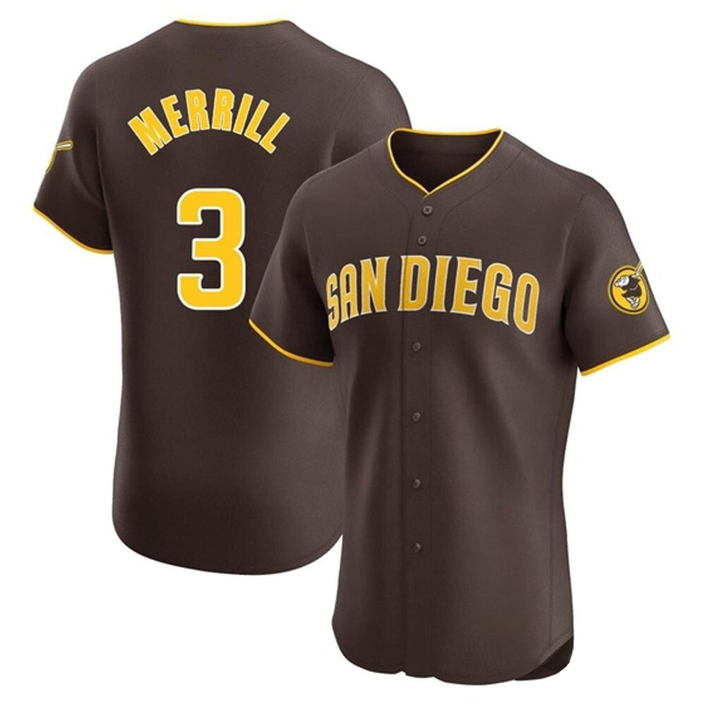S.Diego Padres #3 Jackson Merrill Player Brown Home Limited Elite Jdoa Stitched Jerseys