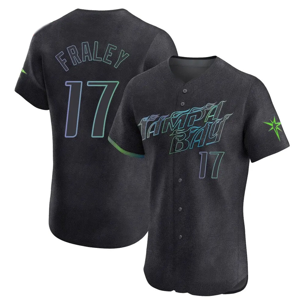 T.Bay Rays #17 Jake Fraley Player Black City Connect Home Limited Elite Jdoa Stitched Jerseys