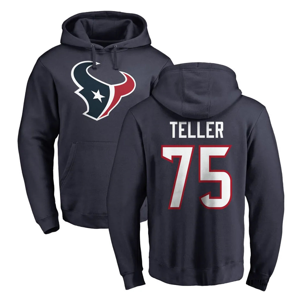 H.Texans #75 Wyatt Teller Player Navy Pro Line Pullover Hoodie Limited Game Jdoa Stitched Jerseys
