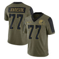 C.Browns #77 Zion Johnson Player Olive Salute to Service Limited Home Game Jdoa Stitched Jerseys
