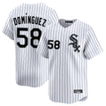 C.White Sox #58 Seranthony Dom¨ªnguez Player White Stripe Limited Home Jdoa Stitched Jerseys