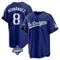 LA.Dodgers #8 Enrique Hern¨¢ndez Player Royal World Series Meet City Connect Home Game Jdoa Stitched Jerseys