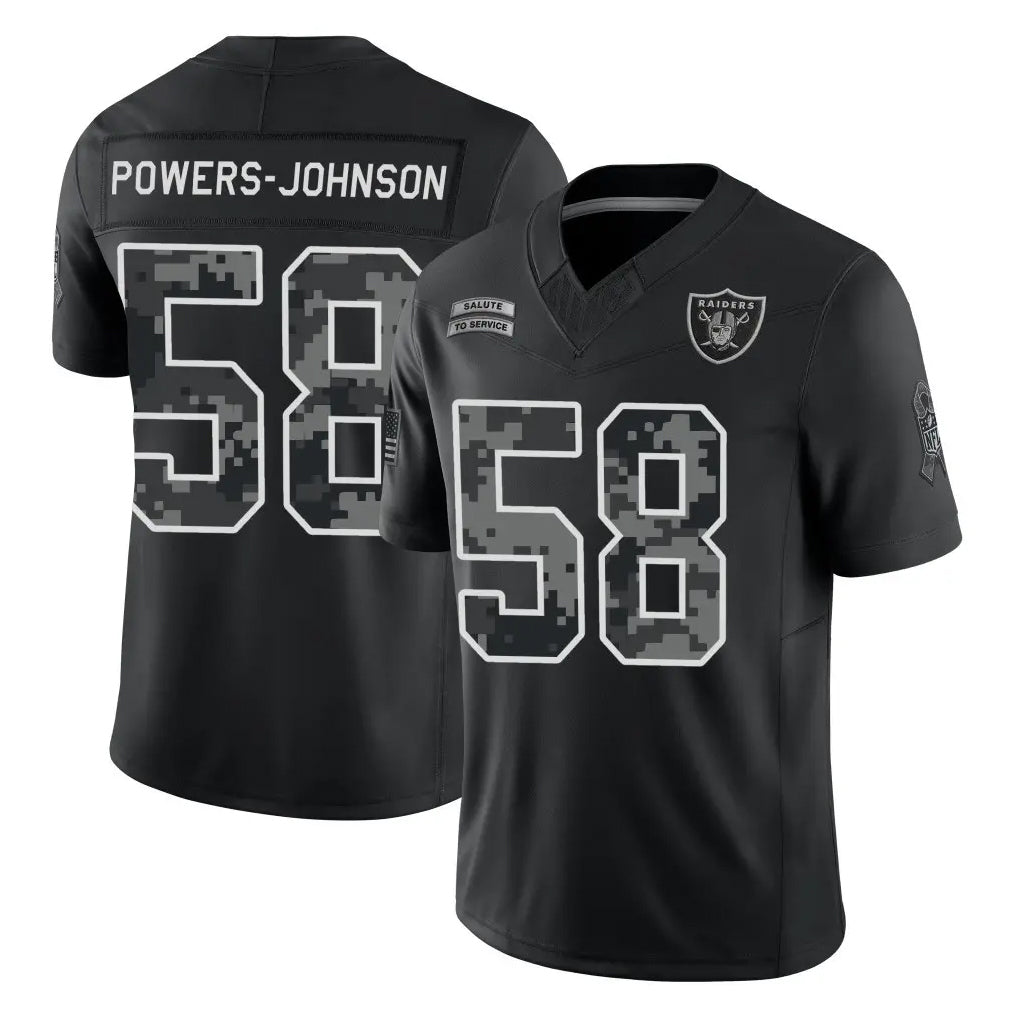 LV.Raiders #58 Jackson Powers-Johnson Player Black Limited 2026 Salute to Service Home Game Stitched Jerseys