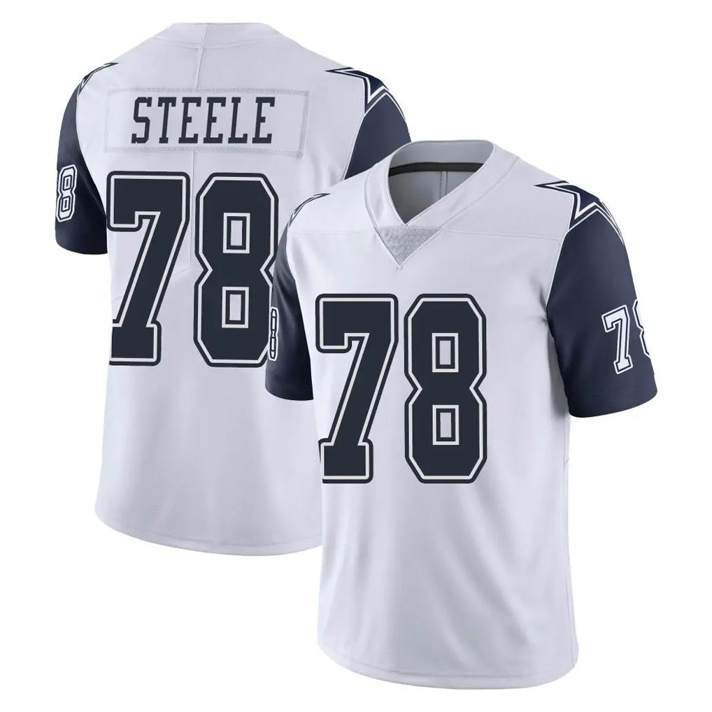 D.Cowboys #78 Terence Steele Player White-Navy Limited Color Rush Vapor Untouchable Home Game Jdoa Stitched Jerseys
