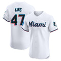 M.Marlins #47 John King Player White  Home Limited Elite Jdoa Stitched Jerseys