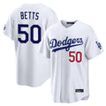 LA.Dodgers #50 Mookie Betts Player White Home Game Jdoa Stitched Jerseys