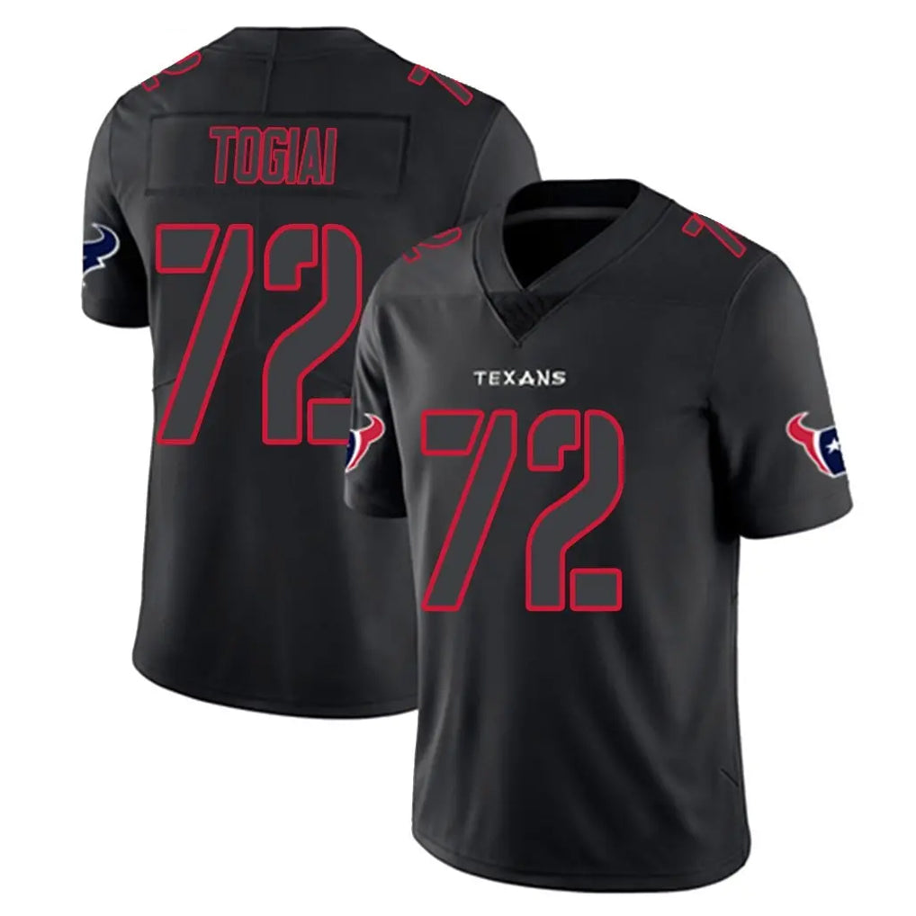 H.Texans #72 Tommy Togiai Player Black Impact Limited Game Jdoa Stitched Jerseys