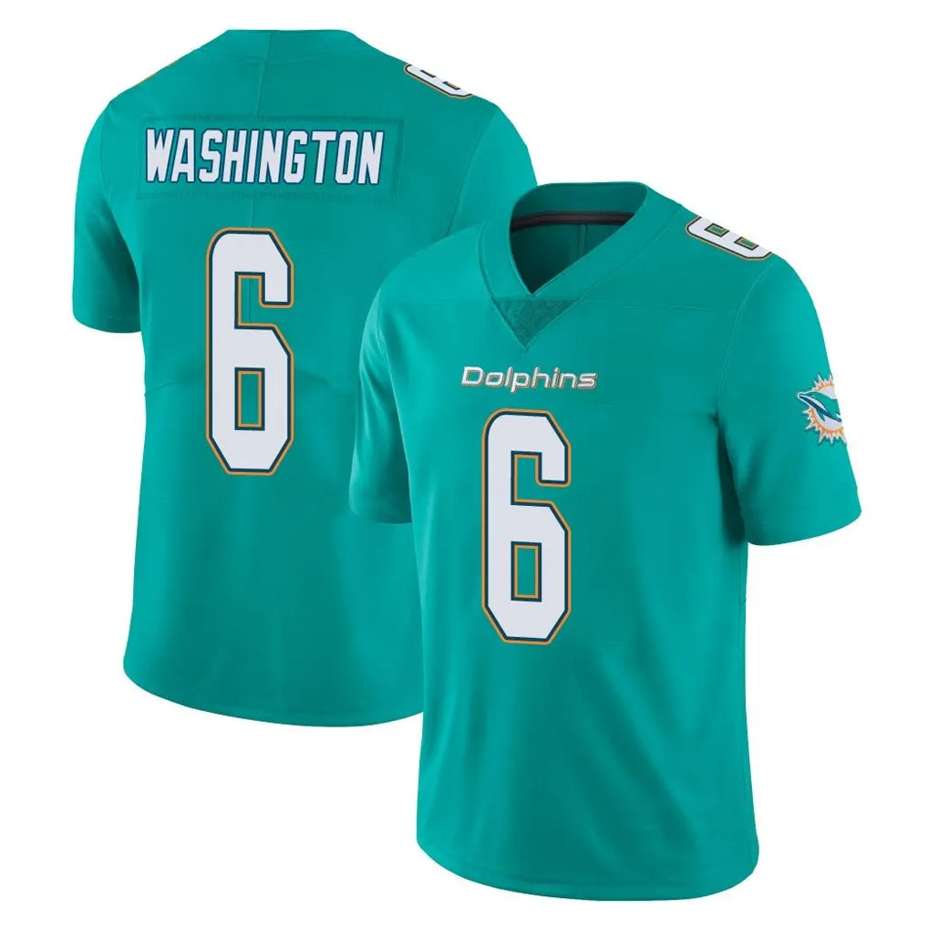 M.Dolphins #6 Malik Washington Player Aqua Limited Vapor Untouchable Home Game Jdoa Stitched Jerseys