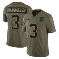 C.Panthers #3 Princely Umanmielen Player Olive 2025 Salute to Service Limited Game Jdoa Stitched Jerseys