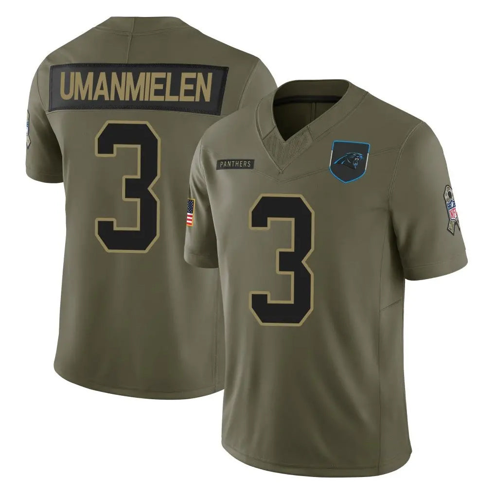 C.Panthers #3 Princely Umanmielen Player Olive 2025 Salute to Service Limited Game Jdoa Stitched Jerseys
