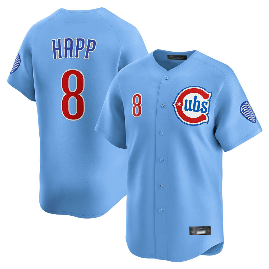 C.Cubs #8 Ian Happ Player Light Blue Limited Home Jdoa Stitched Jerseys