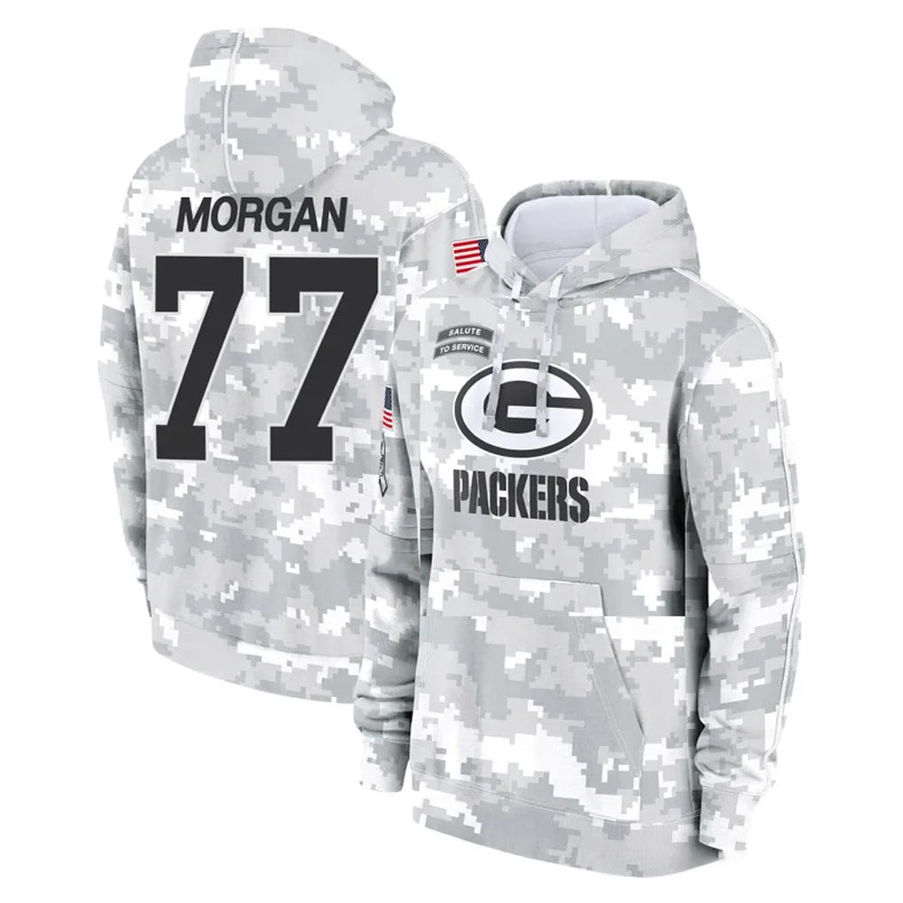 GB.Packers #77 Jordan Morgan Player Arctic Camo Salute to Service Hoodies Limited Game Jdoa Stitched Jerseys