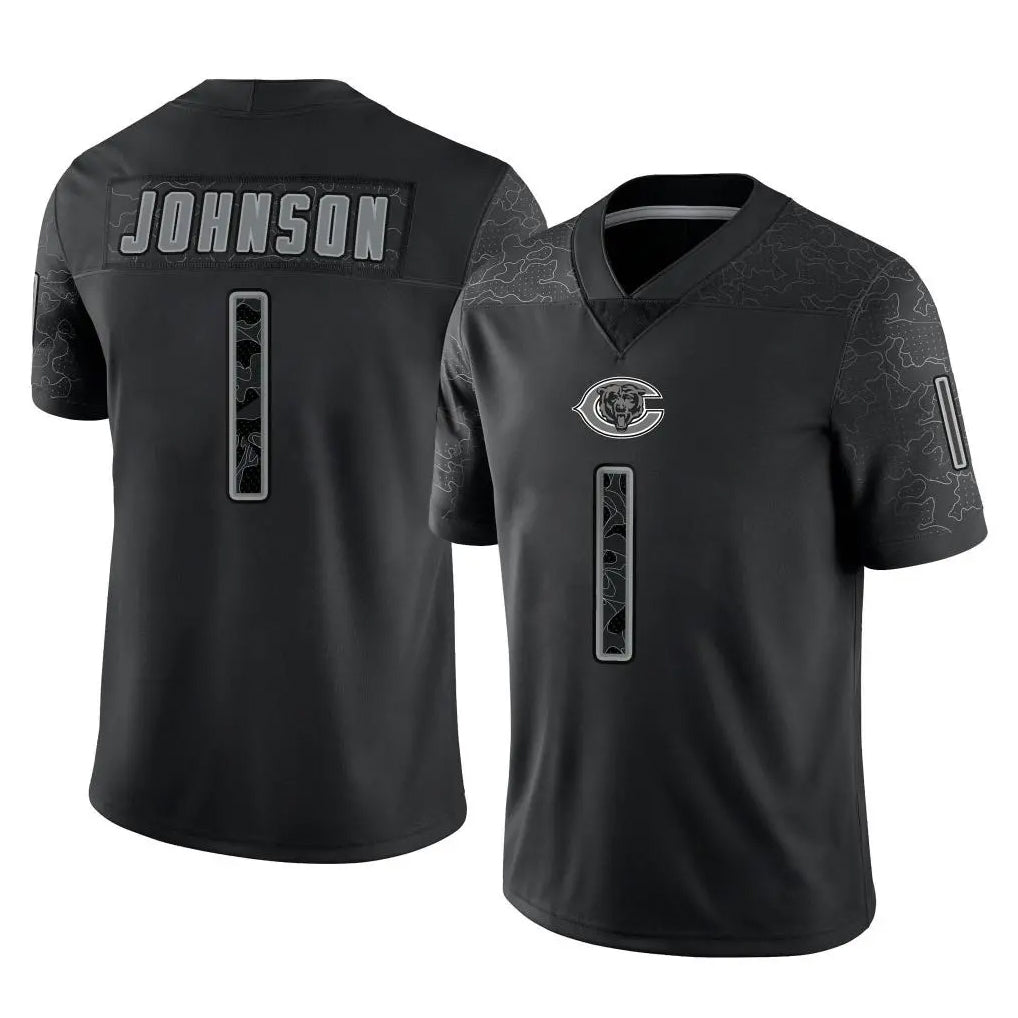 C.Bears #1 Jaylon Johnson Player Black REFLECTIVE Limited Game Jdoa Stitched Jerseys