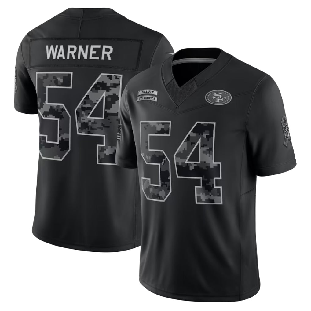 Hdoa SF.49ers #54 Fred Warner Player Black Limited 2026 Salute to Service Home Game Stitched Jerseys