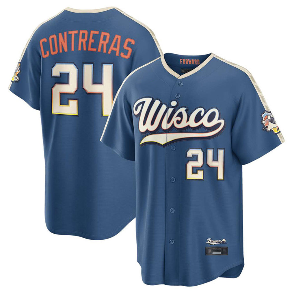 M.Brewers #24 William Contreras Player Blue 2026 City Connect Home Game Jdoa Stitched Jerseys