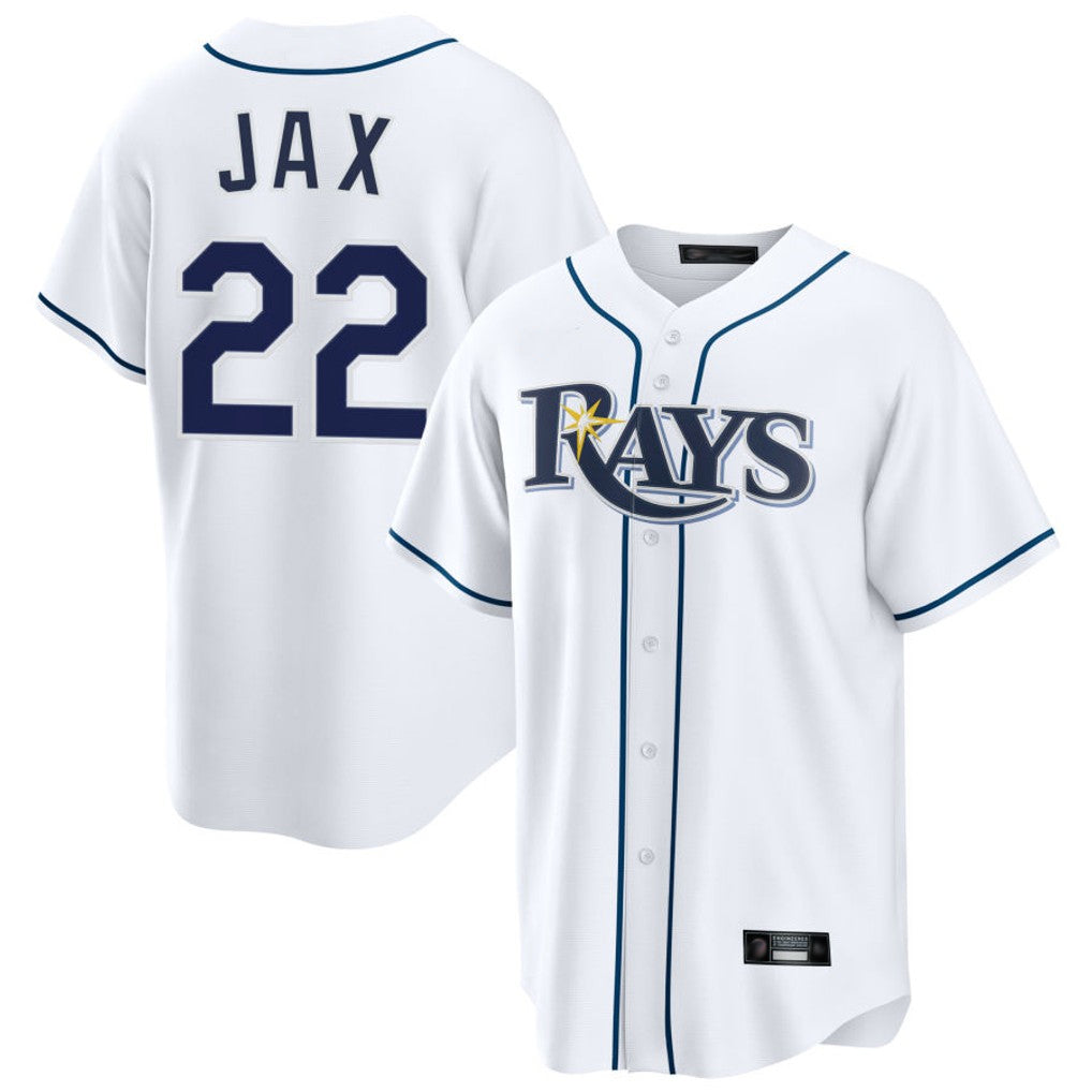 T.Bay Rays #22 Griffin Jax Player White Home Game Jdoa Stitched Jerseys