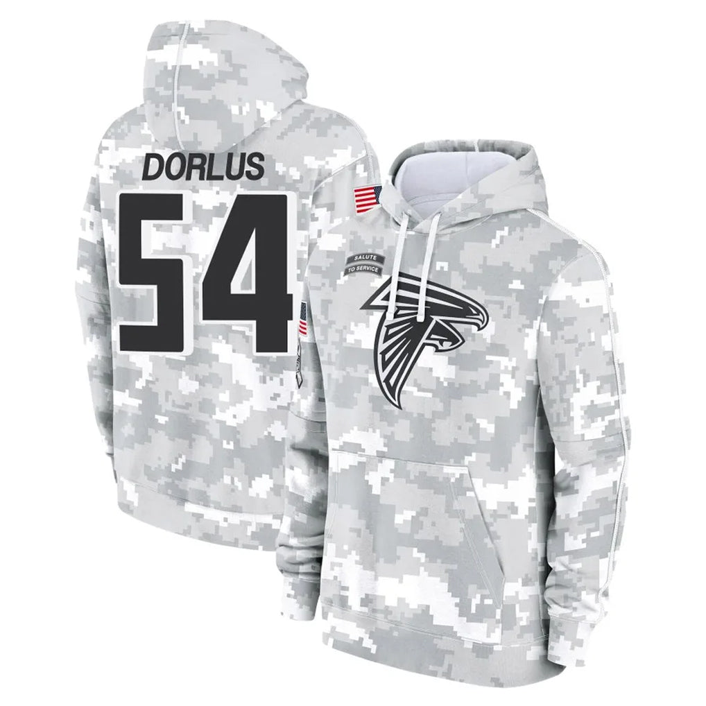 A.Falcons #54 Brandon Dorlus Player Camo Arctic Salute to Service Hoodies Limited Jdoa Stitched Jerseys