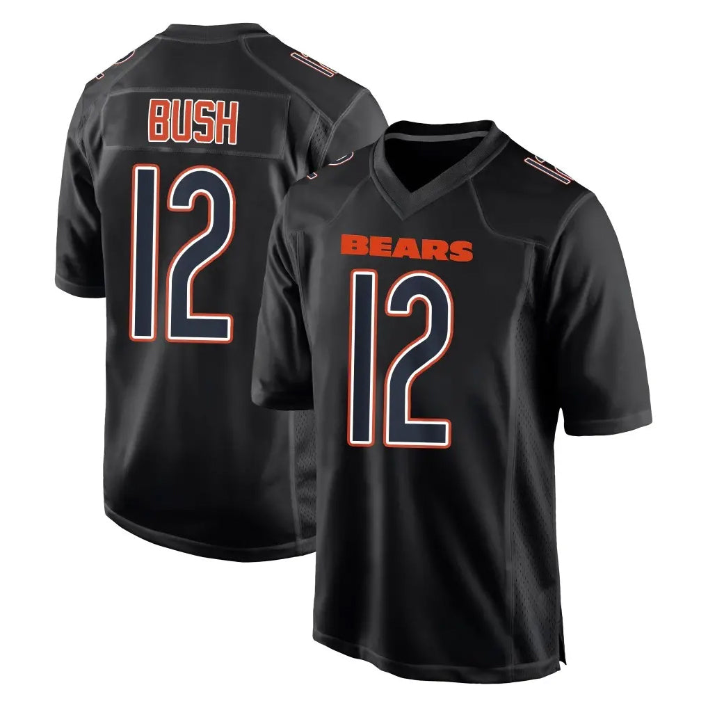 C.Bears #12 Devin Bush Player Carbon Black Fashion Game Jdoa Stitched Jerseys