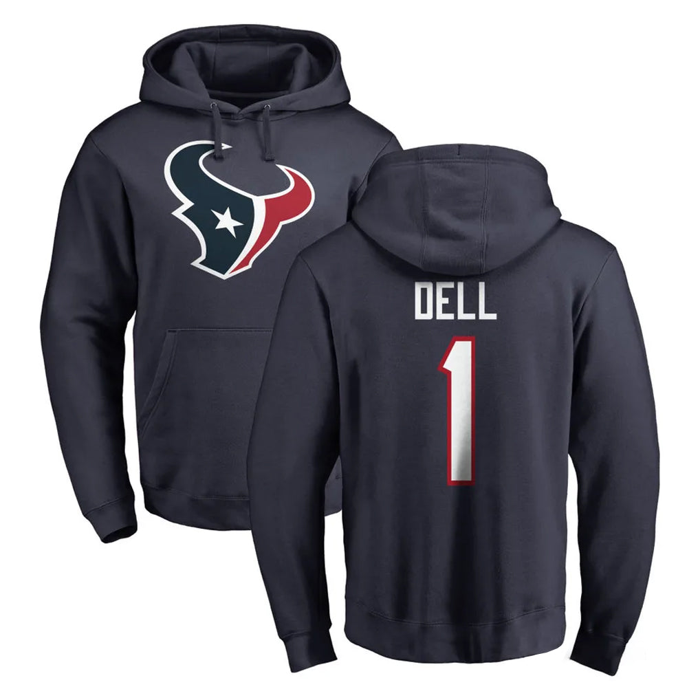 H.Texans #1 Tank Dell Player Navy Pro Line Pullover Hoodie Limited Game Jdoa Stitched Jerseys