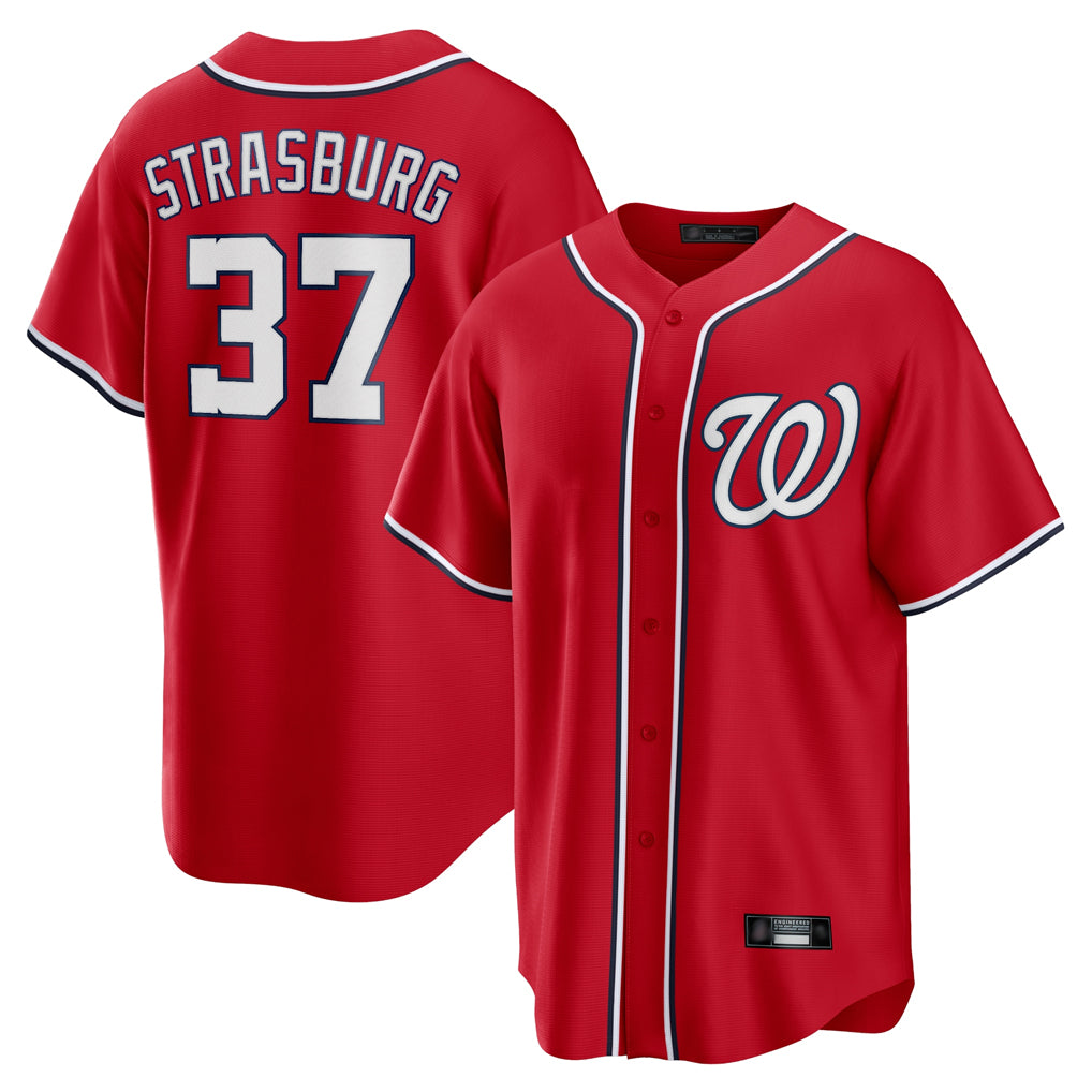W.Nationals #37 Stephen Strasburg Player Red Alternate Replica Player Game Jdoa Stitched Jerseys