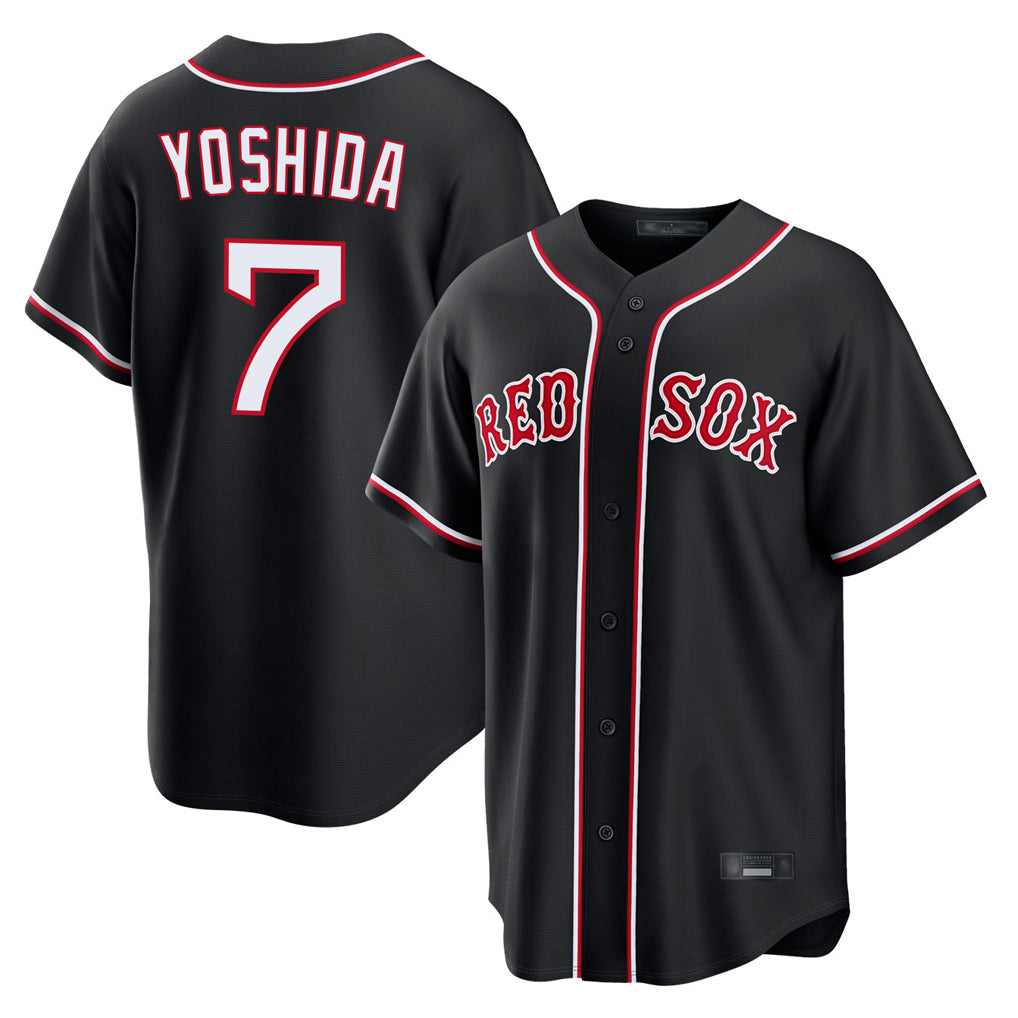 B.Red Sox #7 Masataka Yoshida Player Black Out Home Game Jdoa Stitched Jerseys