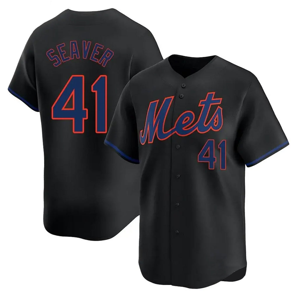NY.Mets #41 Tom Seaver Player Black Alternate Home Limited Jdoa Stitched Jerseys