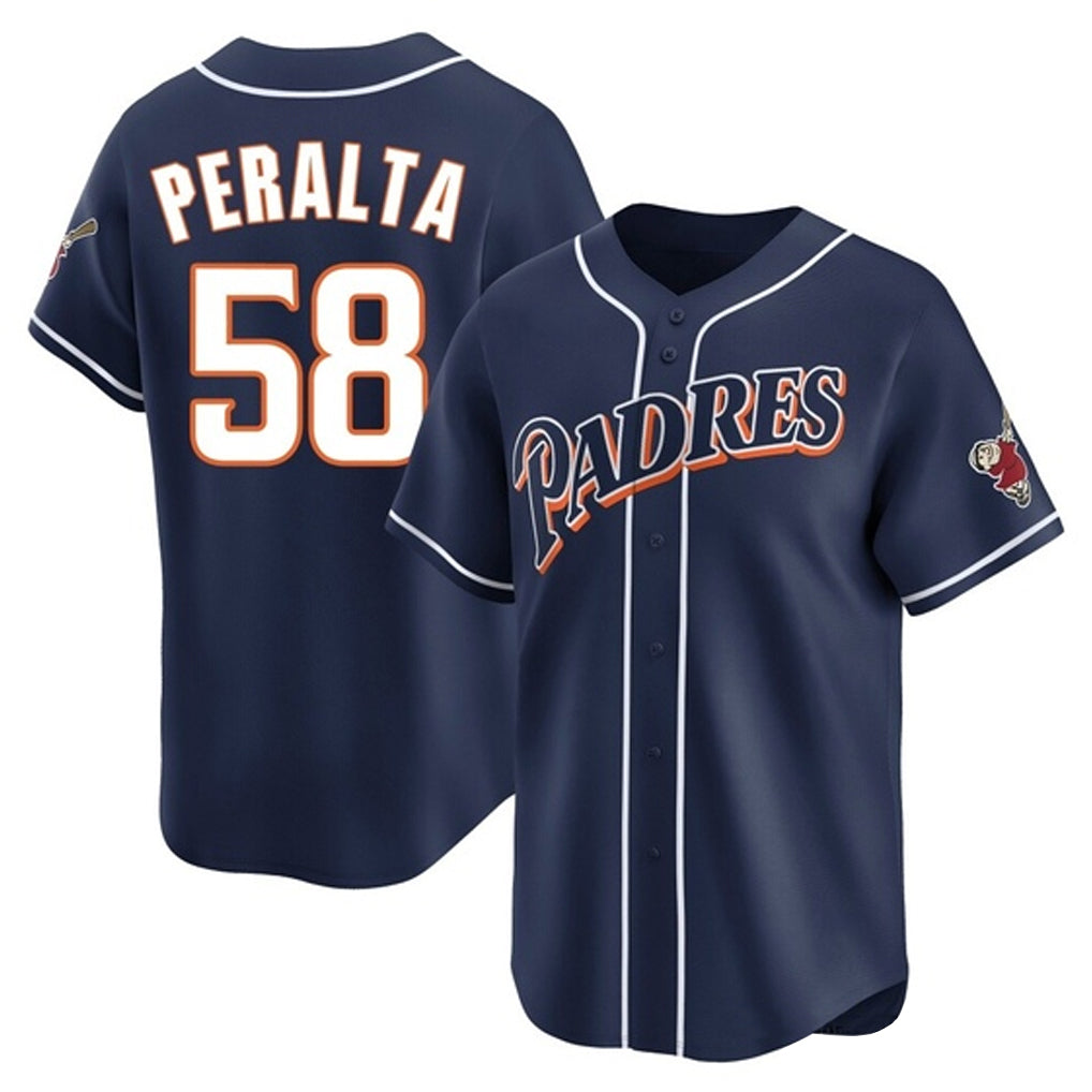 S.Diego Padres #58 Wandy Peralta Player Navy Cooperstown Collection Limited Home Jdoa Stitched Jerseys