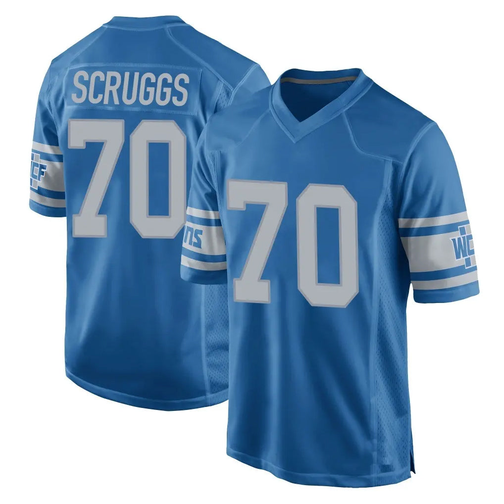 D.Lions #70 Juice Scruggs Player Blue Vapor Untouchable Throwback Game Jdoa Stitched Jerseys