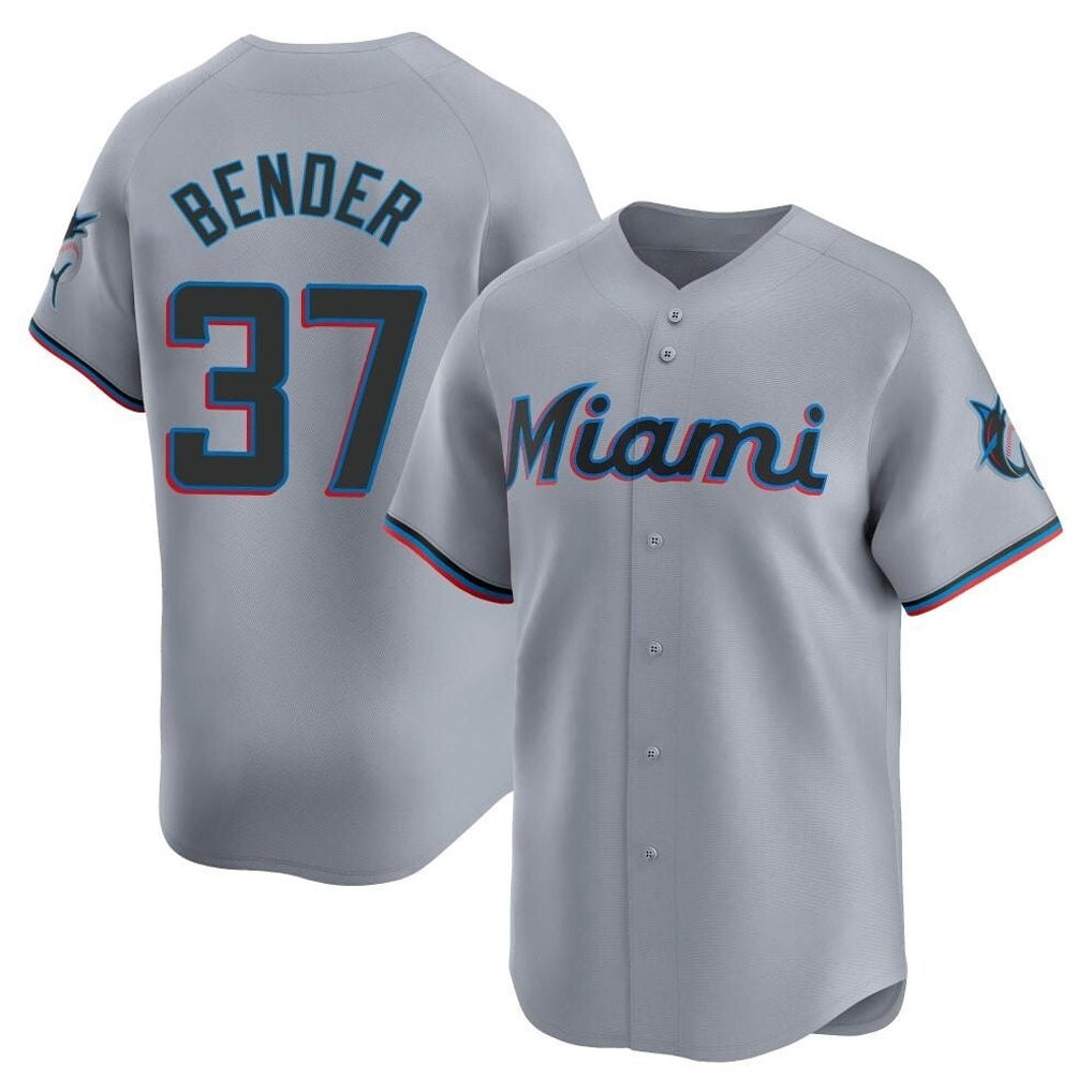 M.Marlins #37 Anthony Bender Player Gray Home Limited Jdoa Stitched Jerseys