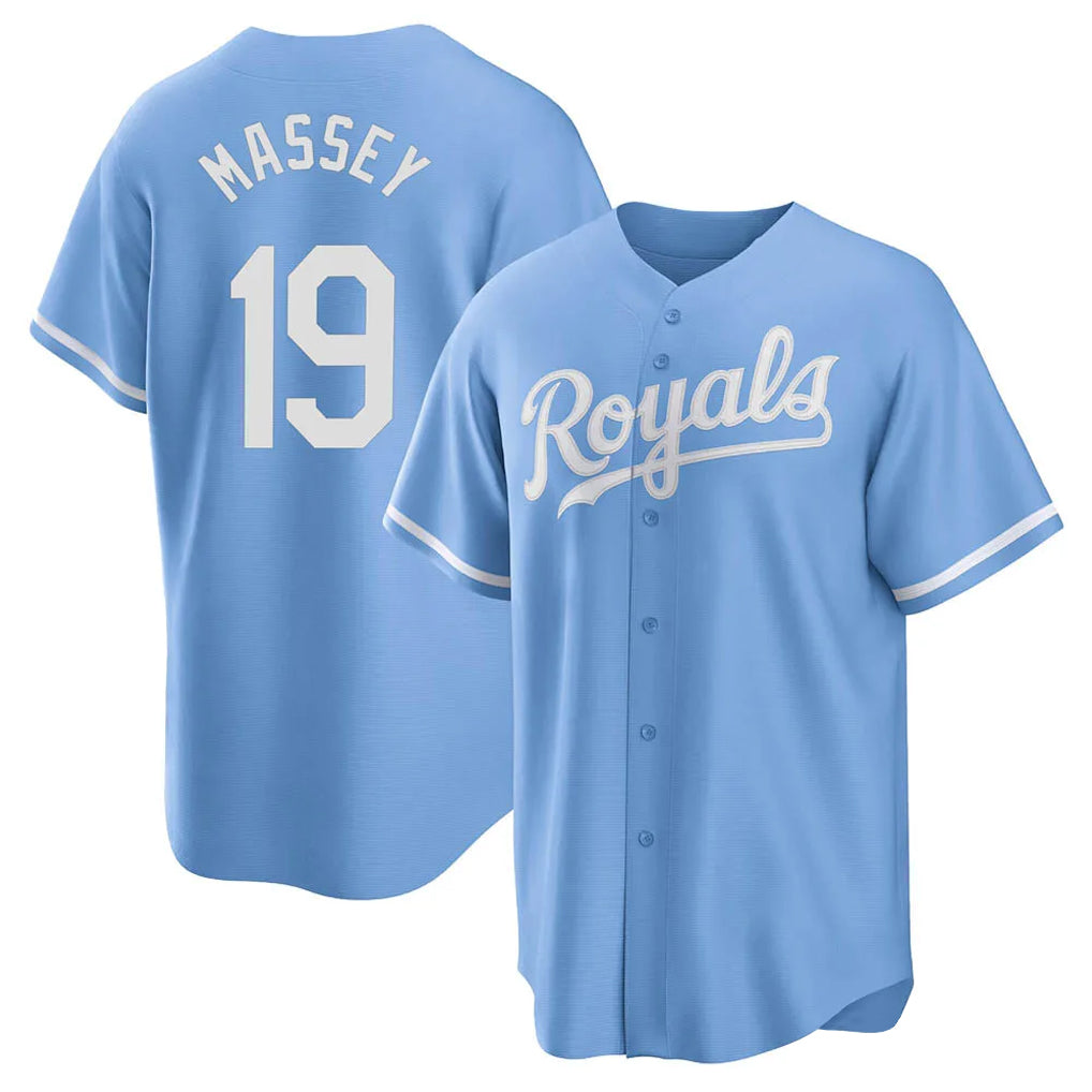 KC.Royals #19 Michael Massey Player Light Blue Home Game Jdoa Stitched Jerseys