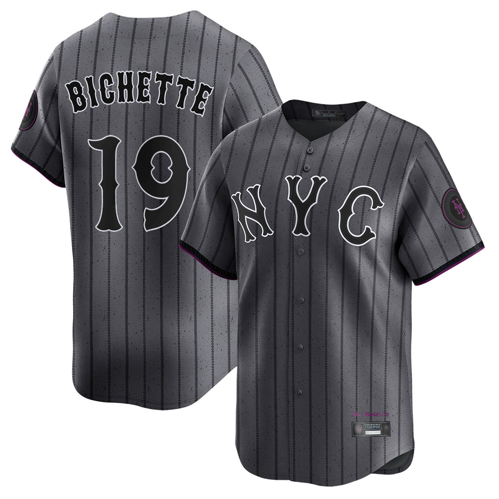 NY.Mets #19 Bo Bichette Player Gray City Connect Limited Jdoa Stitched Jerseys