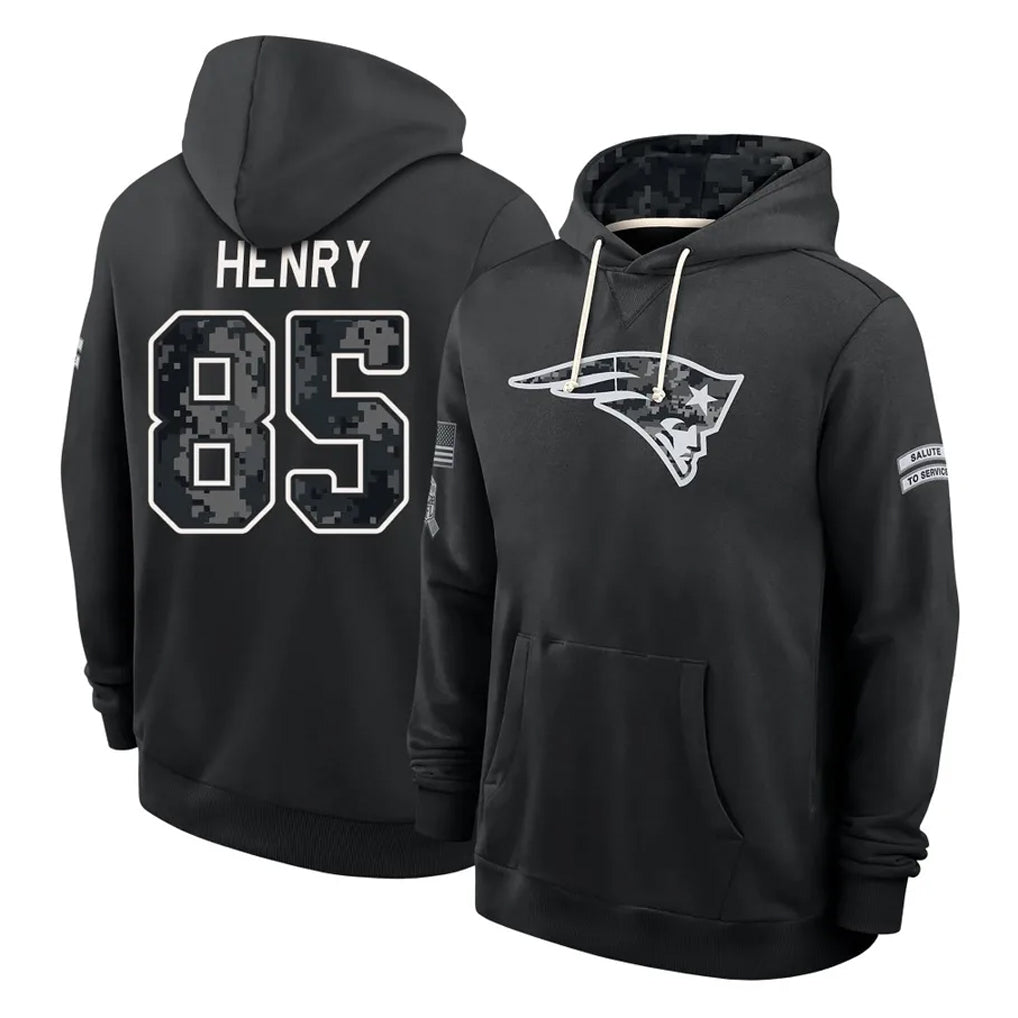NE.Patriots #85 Hunter Henry Player 2026 Black Logo Pullover Hoodies Limited Game Jdoa Stitched Jerseys
