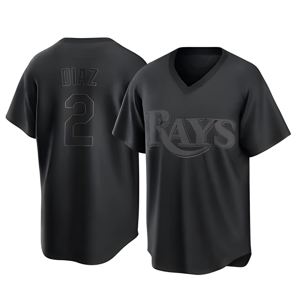 T.Bay Rays #2 Yandy Diaz Player Black Home Game Jdoa Stitched Jerseys