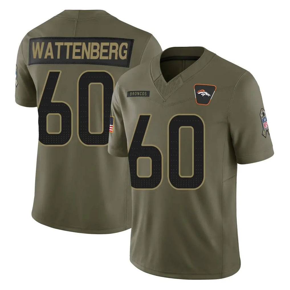 D.Broncos #60 Luke Wattenberg Player Olive 2025 Salute To Service Limited Home Game Jdoa Stitched Jerseys